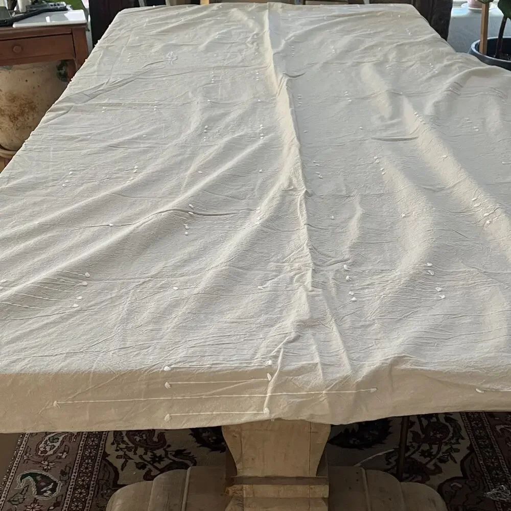 Threshold Queen Duvet Cover 100% Cotton Tan Embroidery Zipper Closure